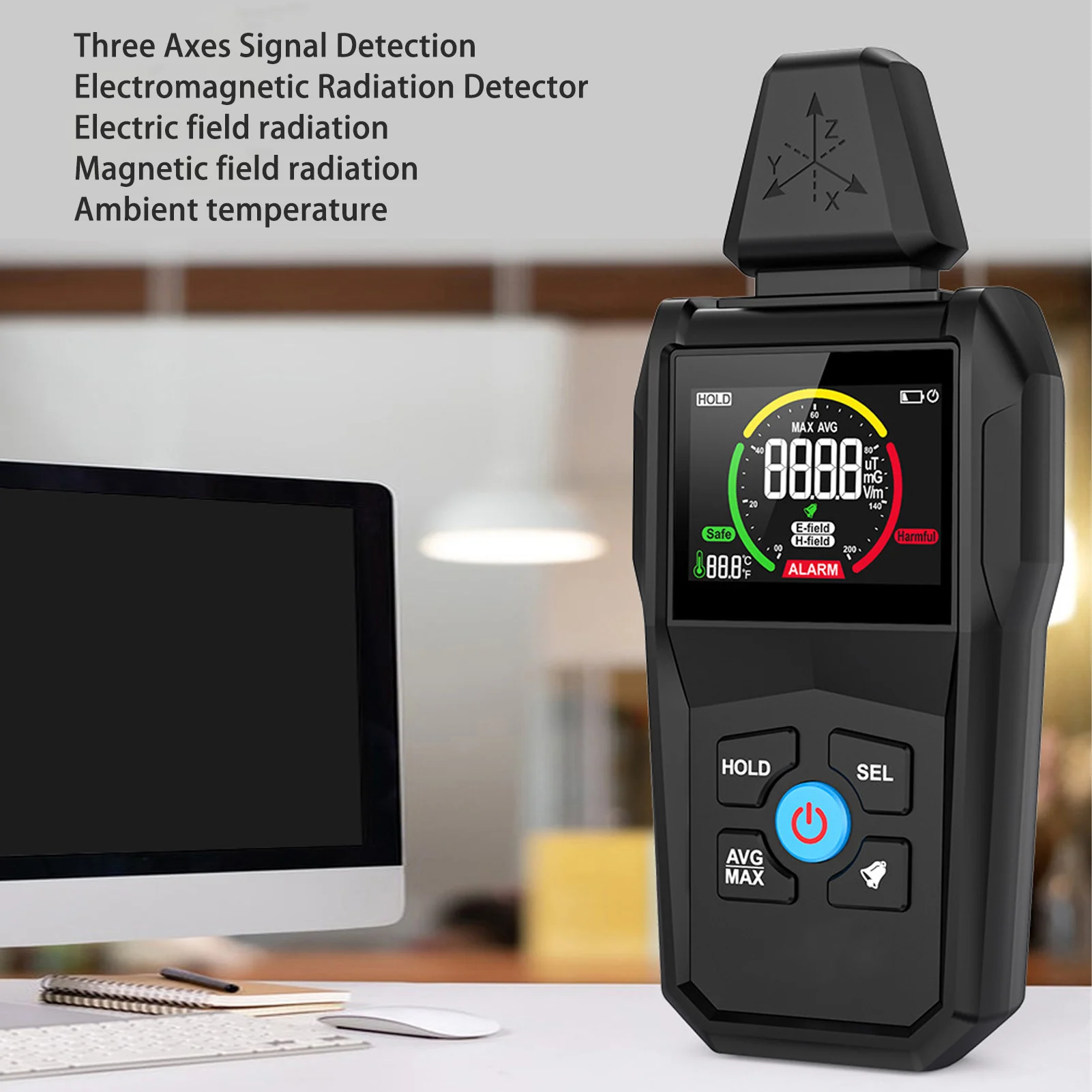 

EMF Meter High Accuracy Sound Light Alarm LCD Backlit Display Electromagnetic Field Radiation Detector
