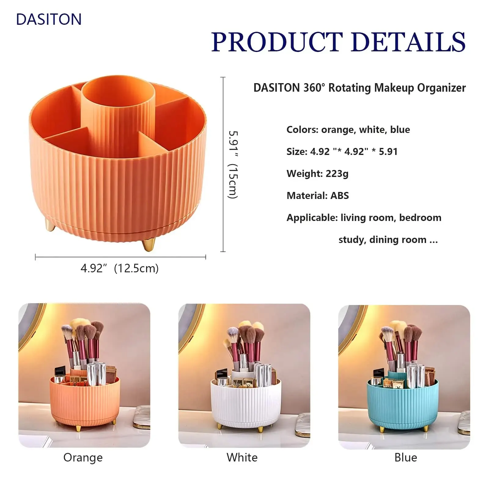 360 Rotating Makeup Organizer Desktop Cosmetic Storage Box Portable Lipstick Eyeliner Holder