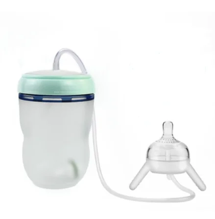 실리콘 아기 젖병, 어린이 훈련, 아기 식수 빨대 수유 병, 핸즈프리 병, 250ml 2