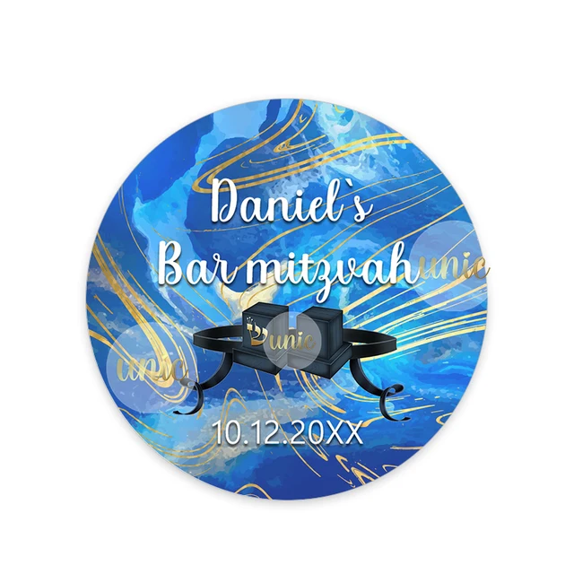 100pcs Custom Bar Mitzvah Stickers Personalise Labels Bat Mitzvah