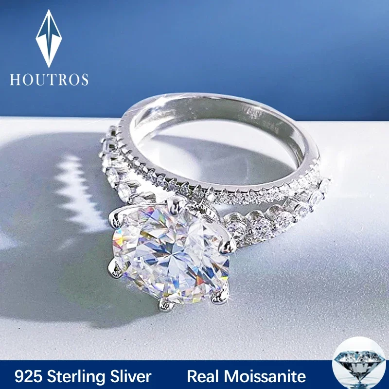 

Houtros 5 Carat Moissanite Ring For Women 925 Stering Silver Six Claws D Color VVS1 Wedding Diamond Ring Fine Jewelry GRA