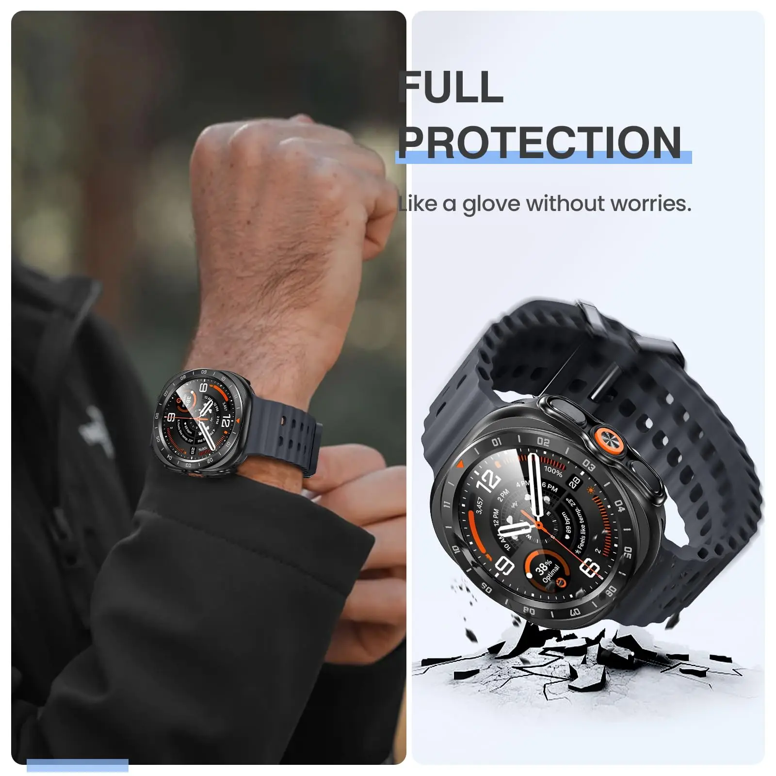 Premium Tempered Glass + PC Protective Case for Smartwatch - Ultra Durable Bumper Cover