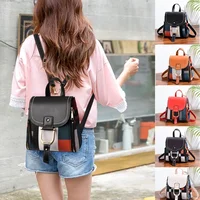 PU Leather Plaid Backpack Splicing Backpack for Women Multi-Function Knapsack Teenager School Bag Leisure Lock Backpack 1
