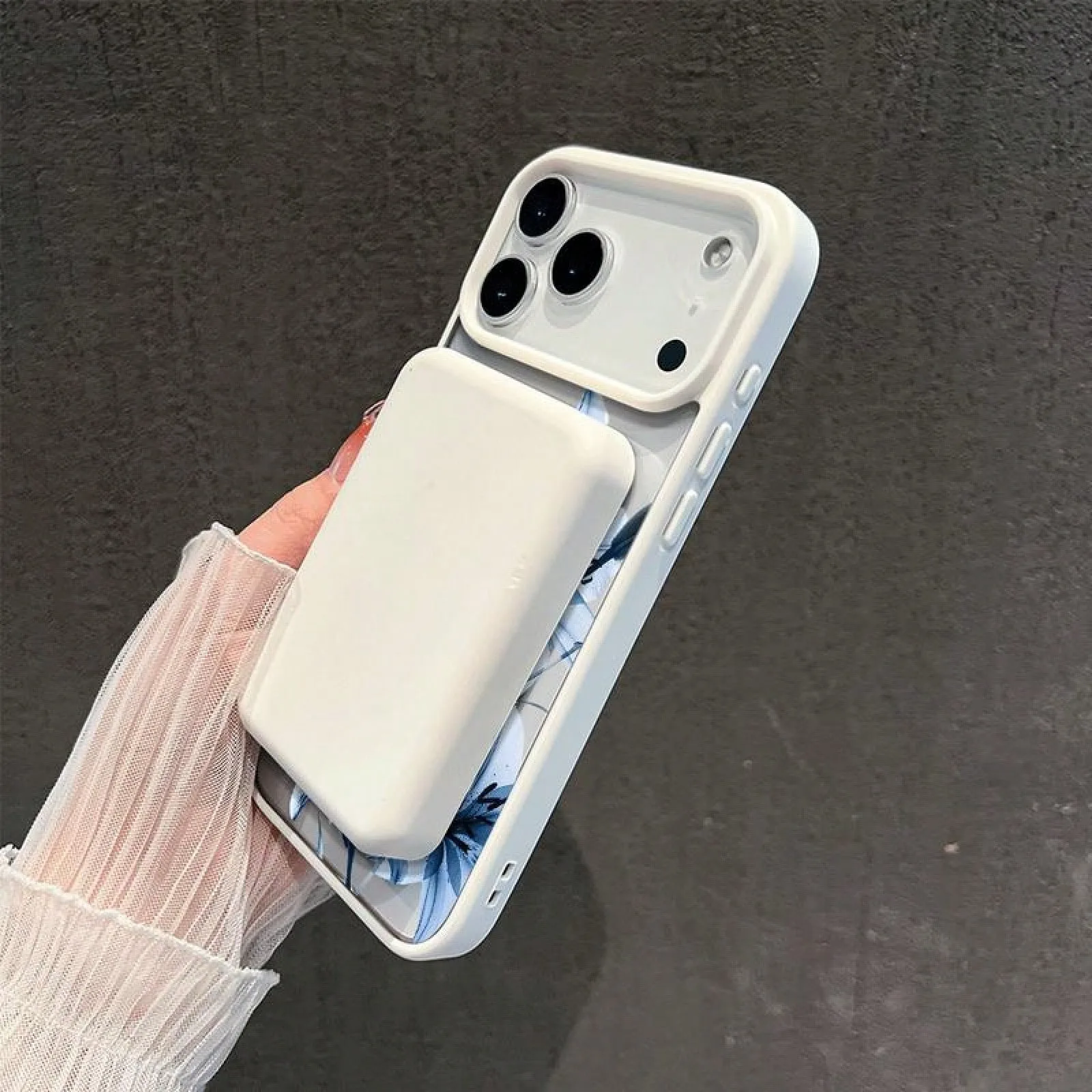 Blue Lily Whisper Transparent Magnetic Matte Phone Case with Large Hole Frame