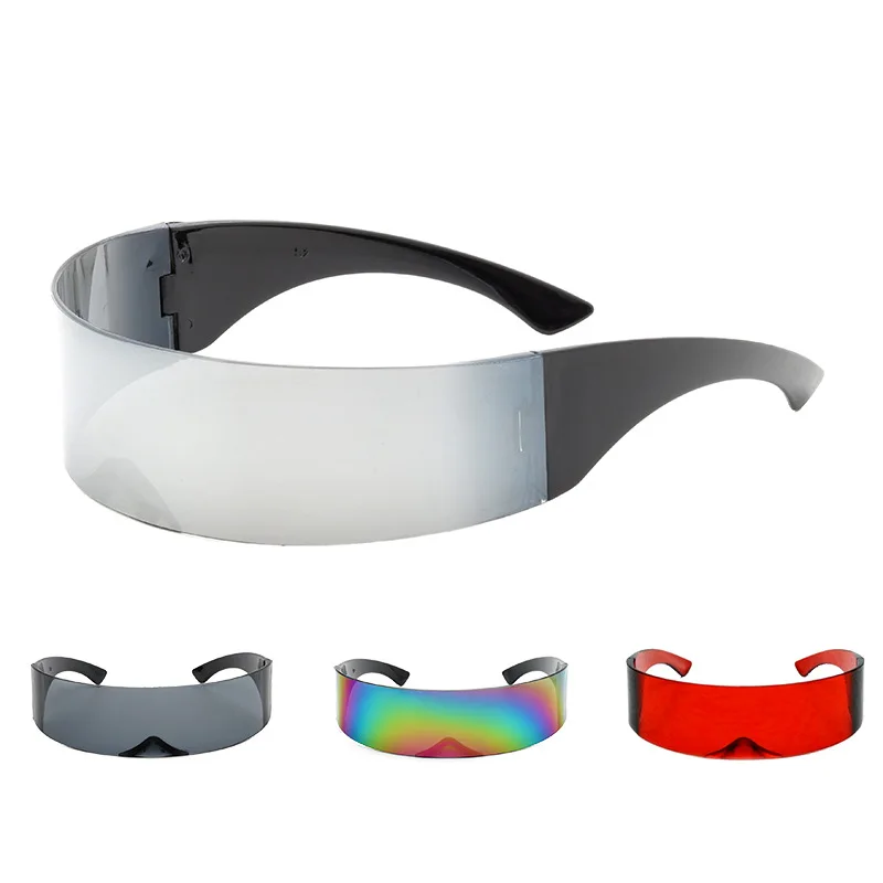 Novità Metallic Silver Space Robot Party Eye Glasses Soldier Occhiali Da Sole Unisex Photo Prop Goggles