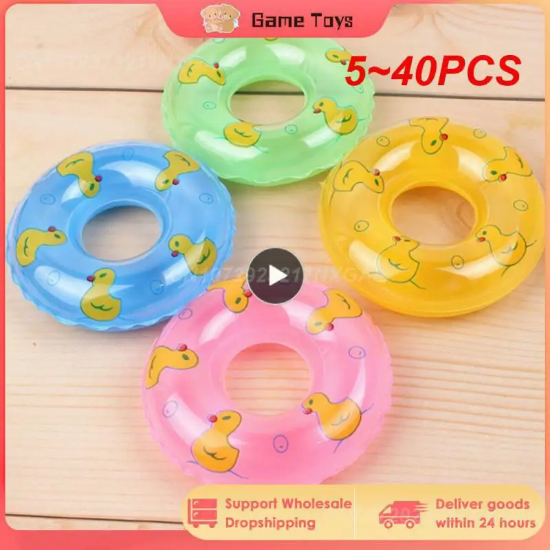 

5~40PCS Mini Inflatable Swimming Buoy Convenient Rich And Colorful Little Yellow Duck Accessories Durable Mini Donuts Bath Toys