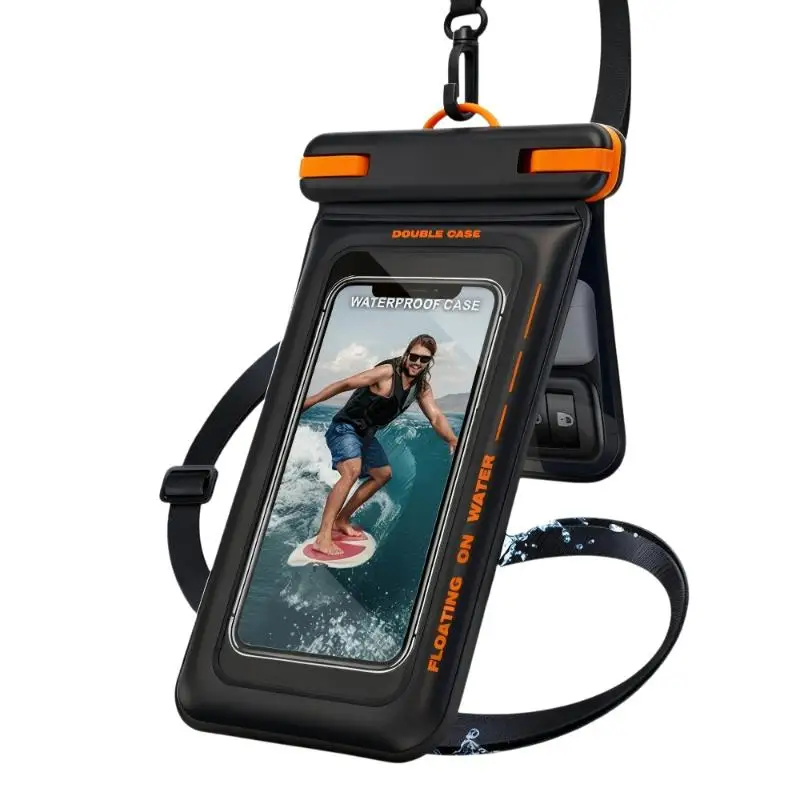 Dual-Compartment Floating Waterproof Phone Pouch with Lanyard