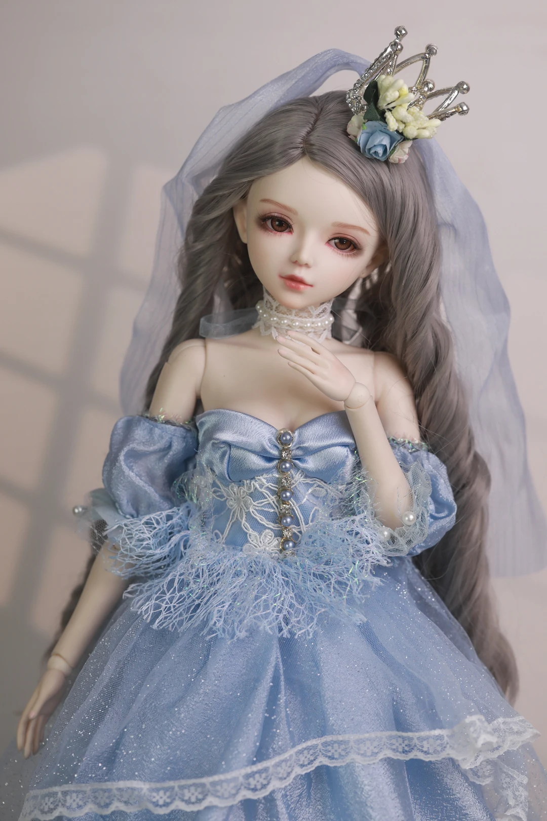 Poupée 60cm BJD + Maquillage Du Visage + Perruque Bleue + Chaussures