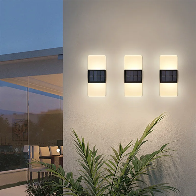LED Solar Wall Lamp Acrylic Auto On Off Outdoor Waterproof Garden Landscape Solar Light Corridor Balcony Backyard Night Lamp