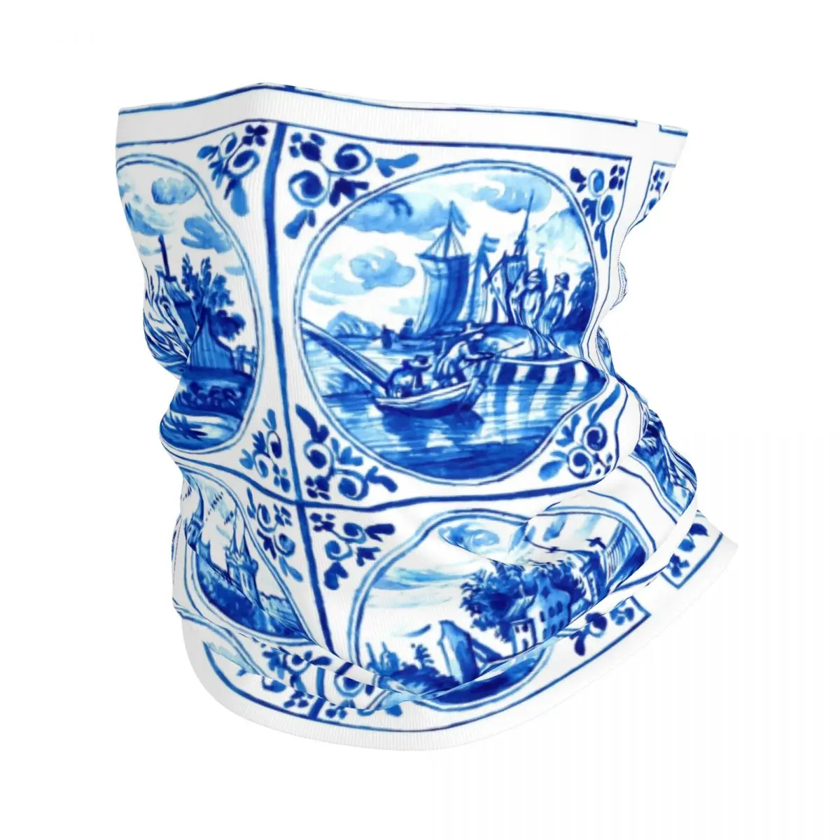 

Голландская Зимняя повязка на голову Delft с синей плитой, шейный обогреватель, походный охотничий трубчатый шарф, винтажный парусник, ветряные мельницы, художественная бандана для лица, гетры