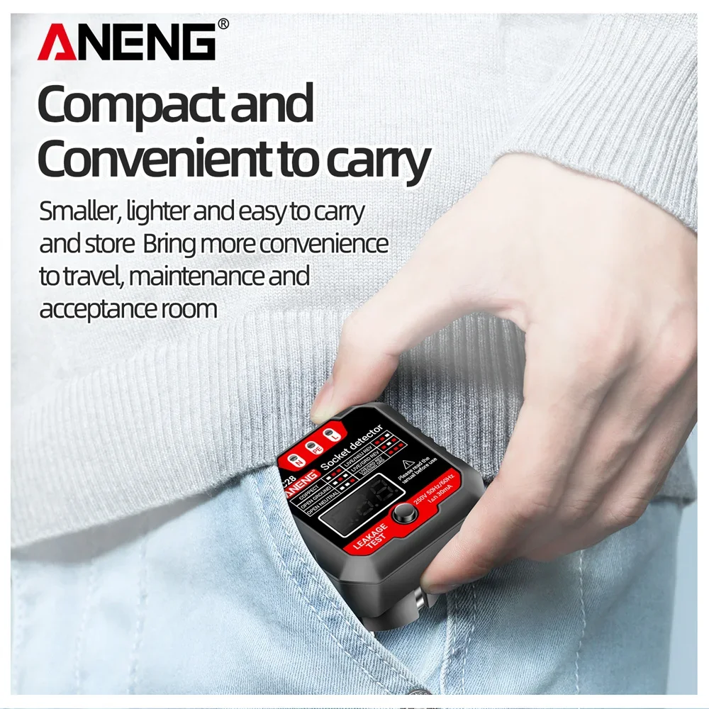 ANENG AC28 Digital Socket Tester US/EU Plug Polarity Phase Pheck Detector Voltage Tester Multi-function Electroscope ANENG AC27