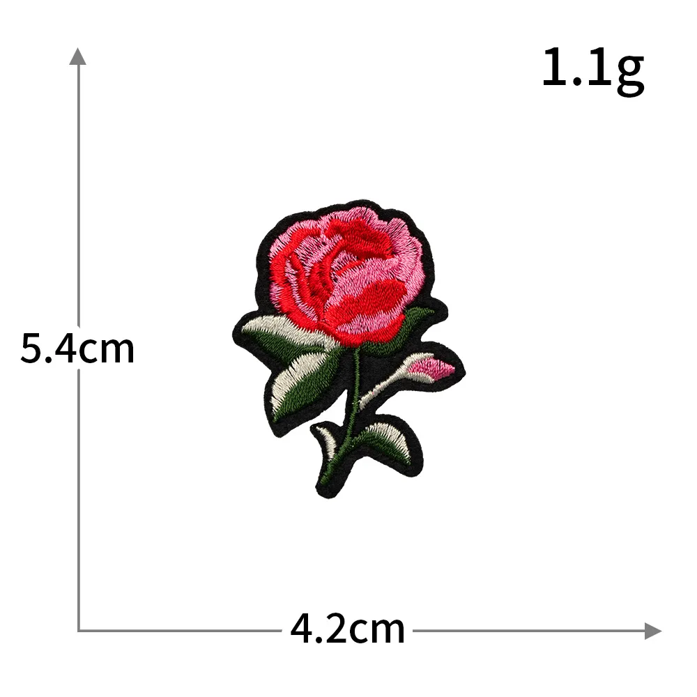 Red Rose Embroidery Patch - Decorative DIY Cloth Accent for Fashion & Accessories