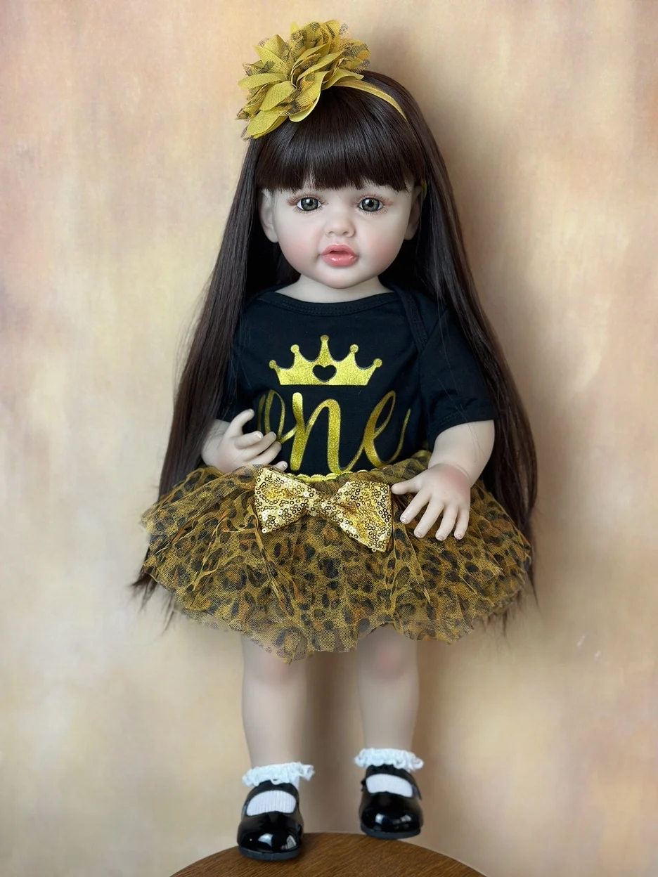 BZDOLL Lifelike 55 CM Soft Silicone Reborn Baby Realistic Girl Doll 22 Inch Princess Toddler Art Bebe Birthday Gifts for Child 2