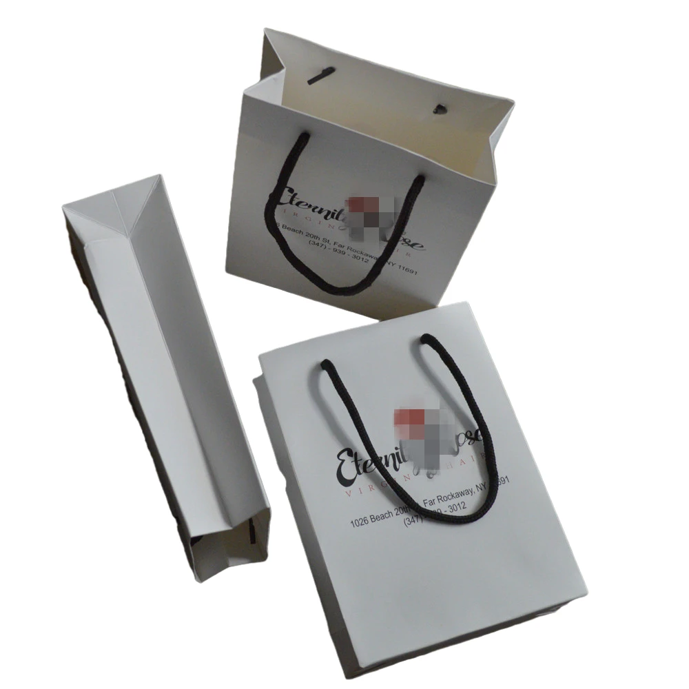 

200Pcs 21*15*6cm Small Gift Bag Customized Present Bag With Logo Printed High Quality White Recycled Wedding Bag For Cosmetic