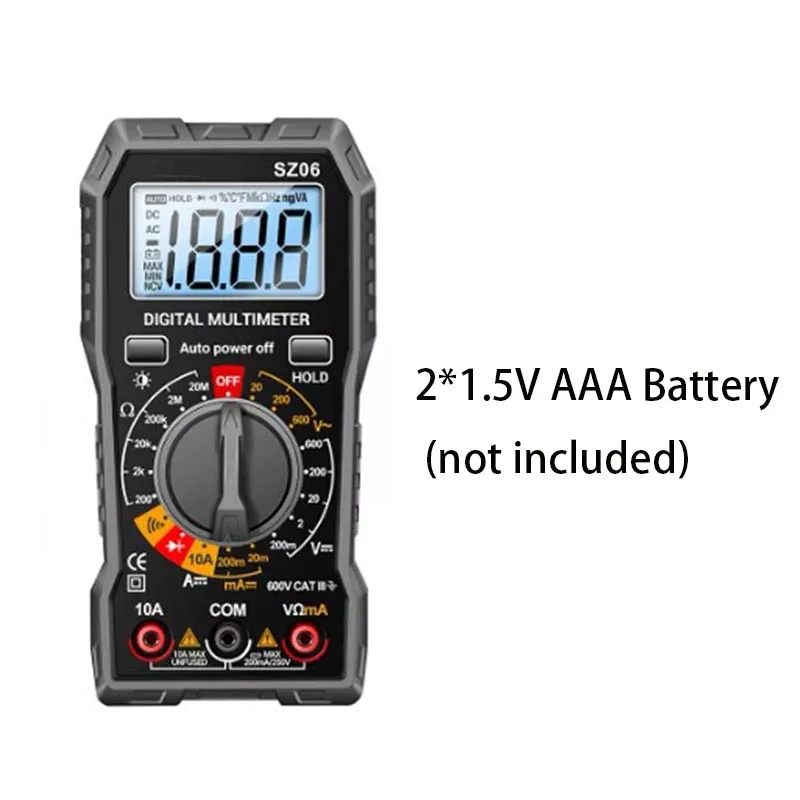 Digital Multimeter SZ06 Digital Multimeter Voltage Resistance Meter AC/DC Ammeter 600V Voltmeter Multimetr Electrician LCD Backlight Ohm Test