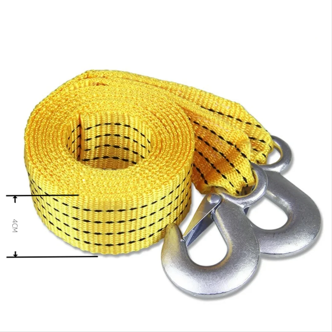 Nylon Double Flat Rope Fluorescent Towing Rope Automotive Strong Trailing 4 Meters car towing rope