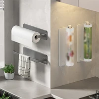 Kitchen Tissue Rack Without Punching Cabinet Rack With Cling Film Bag Storage Cloth Rack Wall Mounted Tissue Rack Kitchen Storag 2