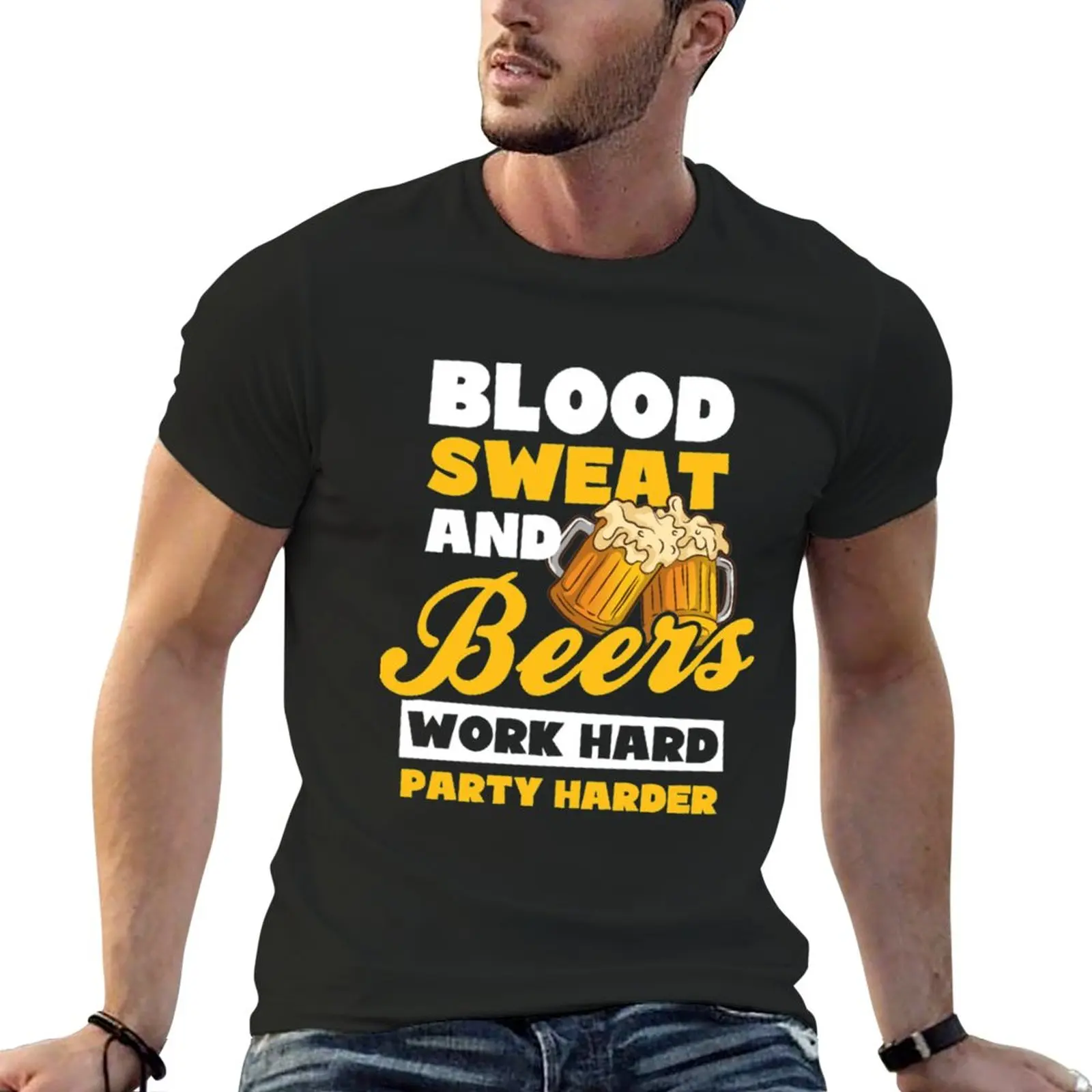 

Beer Beer Lover Shirt Blood Sweat And Beer T-Shirt anime clothes t shirt man Oversized t-shirt Men's t-shirt