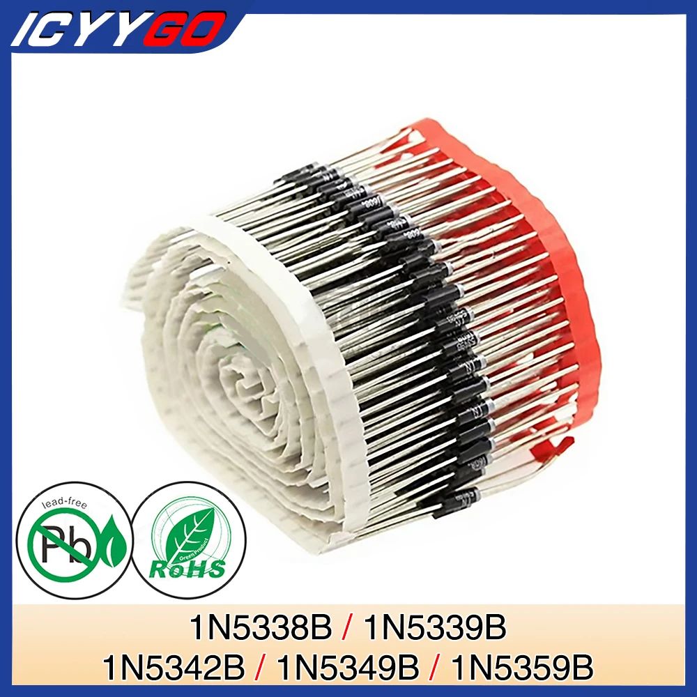 20 Pz/Pacco 1N5339B 1N5349B 1N5338B 1N5342B 1N5359B Diodo Zener Di Potenza 5W 5.1V 5.6V 6.8V 12V 24V T-18 Case17-02 Assiale 5 W Watt
