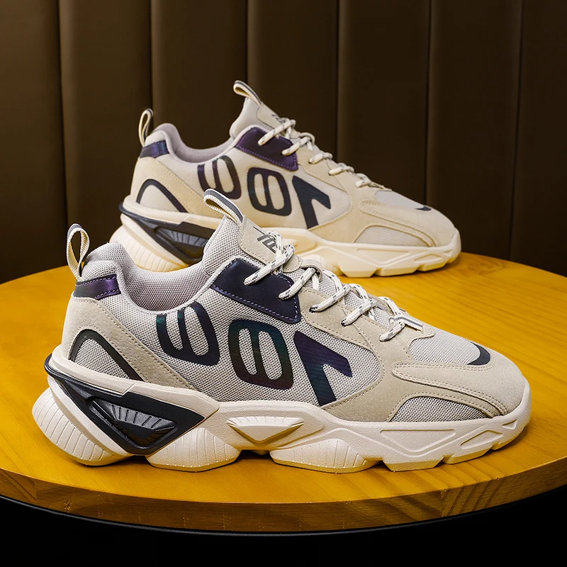 

Damyuan Men Shoes Men Sneakers Casual Shoes Air Cushion Running Shoes Breathable Lace-Up Tennis Shoes Reflective Coconut Shoe