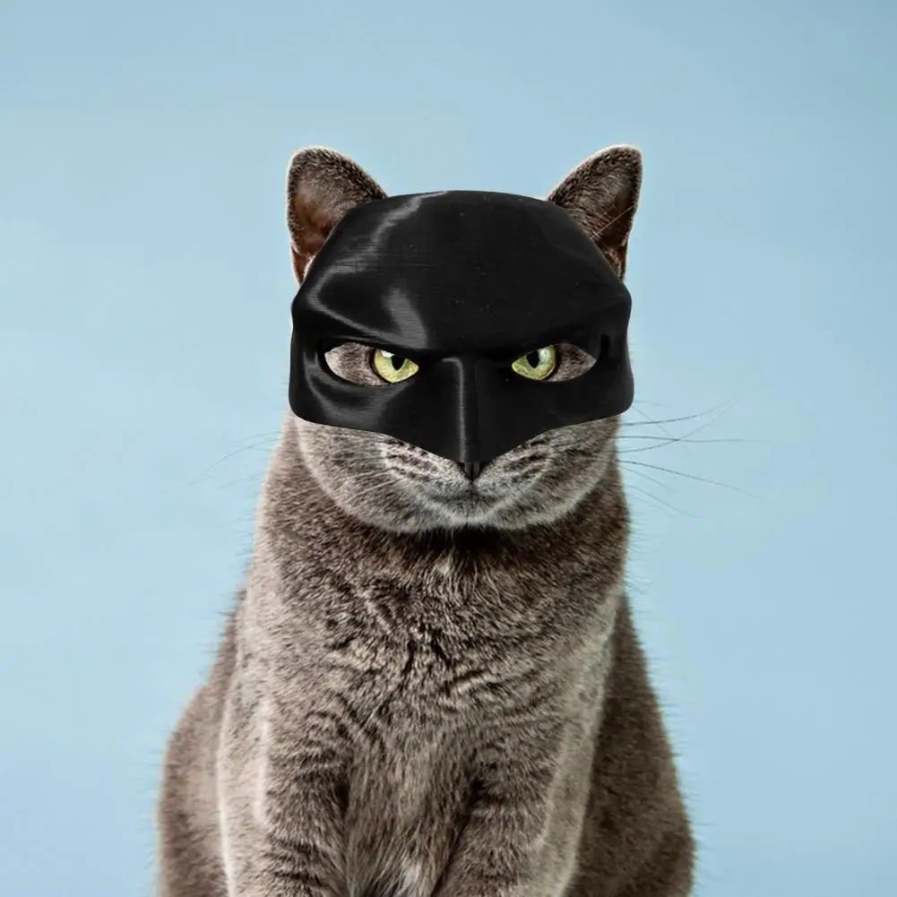 Halloween Mask Cat Face Mask for Pets Spooky Halloween Cat Face Cushion Bat Cosplay Hat Set For Party Atmosphere Prop Black Make-up Half