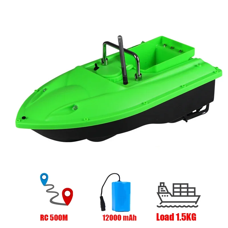 Intelligent Wireless Cruise Control New Features RC Bait Boat 500M 1.5KG  Dual-Motor Drive LED Light Fish Finder RC Fishing Boat