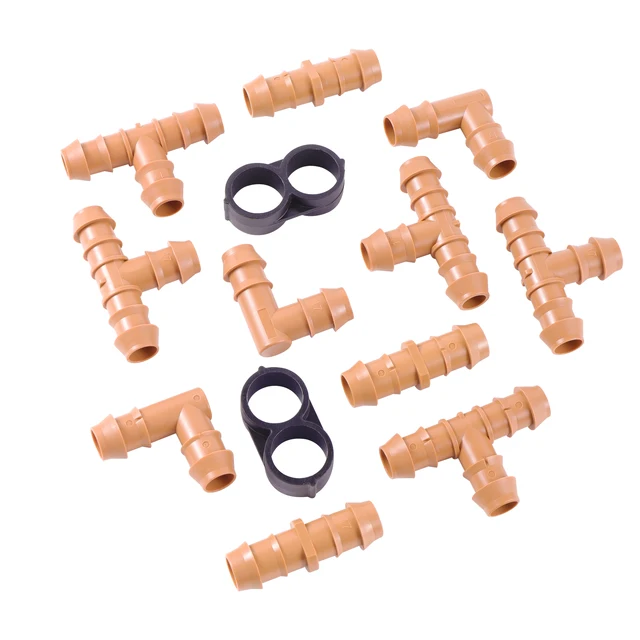 10 db 17 Mm Szögesdarabok Azonosítója 1/2 "Csőcsövek Csatlakozó Csepegtető Öntöző Vonalak Kapcsoló Póló Egyenes Könyök Vége Waterstopper