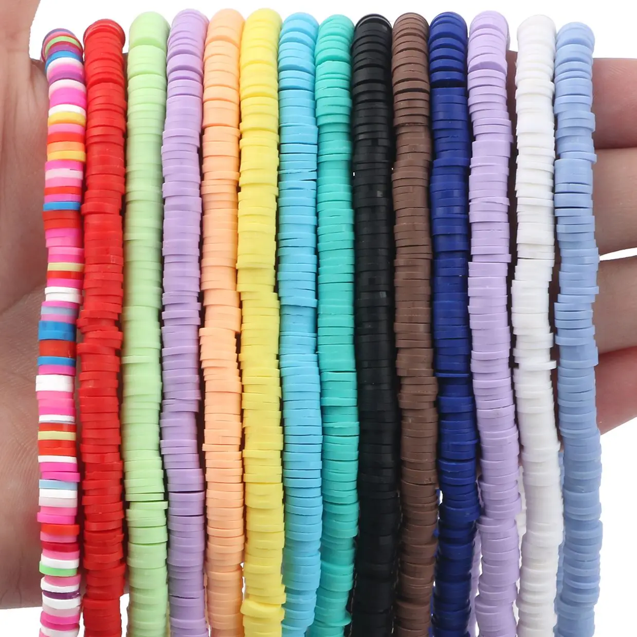 

4mm 6mm Chip Polymer Clay Beads Flat Round Disk Loose Spacer Beads For Jewelry Making DIY Boho Bracelets Necklaces Accessories