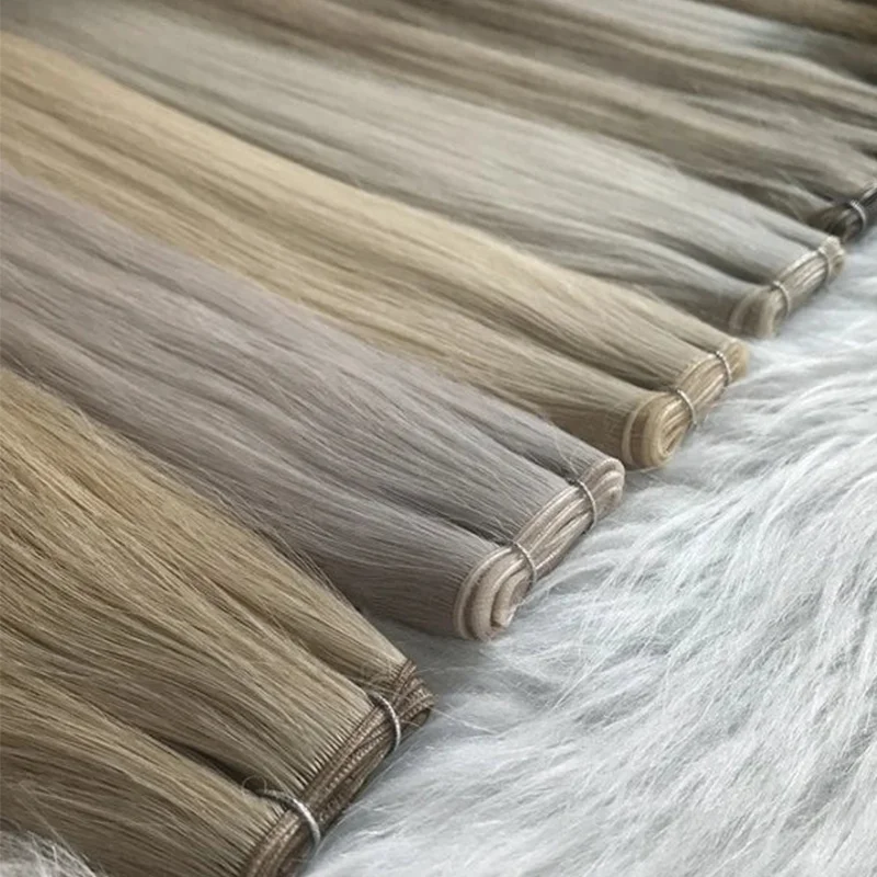 Genius Weft Human Hair Extensions Straight Raw Virgin Hair Weaves Bundles Invisible Lightweight 100g Double Drawn Hairpiece