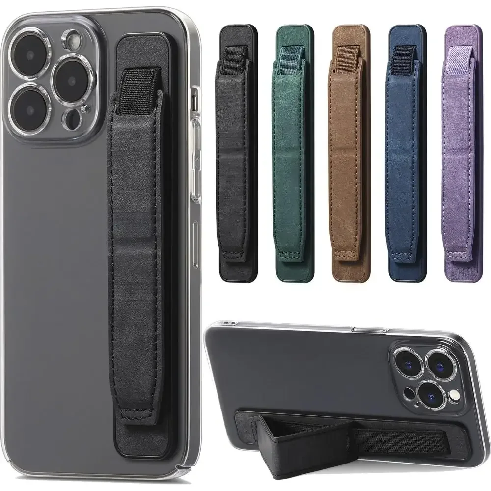 Stylish PU Leather Wristband Phone Grip & Telescopic Holder