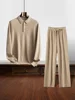 CHICUU Men 100% Cashmere Sweater Pants Suit Autumn Winter Polo Pullover Straight Pants Smart Casual Style Clothing Comfy Soft 1