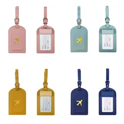 1PC PU Leather Luggage Tag Portable Suitcase Identifier Label Baggage Boarding Bag Tag Name ID Address Holder Travel Accessories