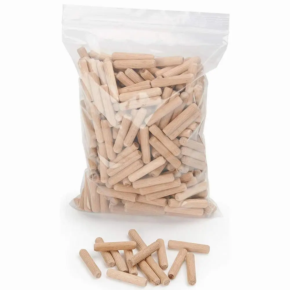 50 PACK 8mm x 40mm HARDWOOD WOODEN DOWELS CHAMFERED FLUTED WOOD DOWEL  GROOVED