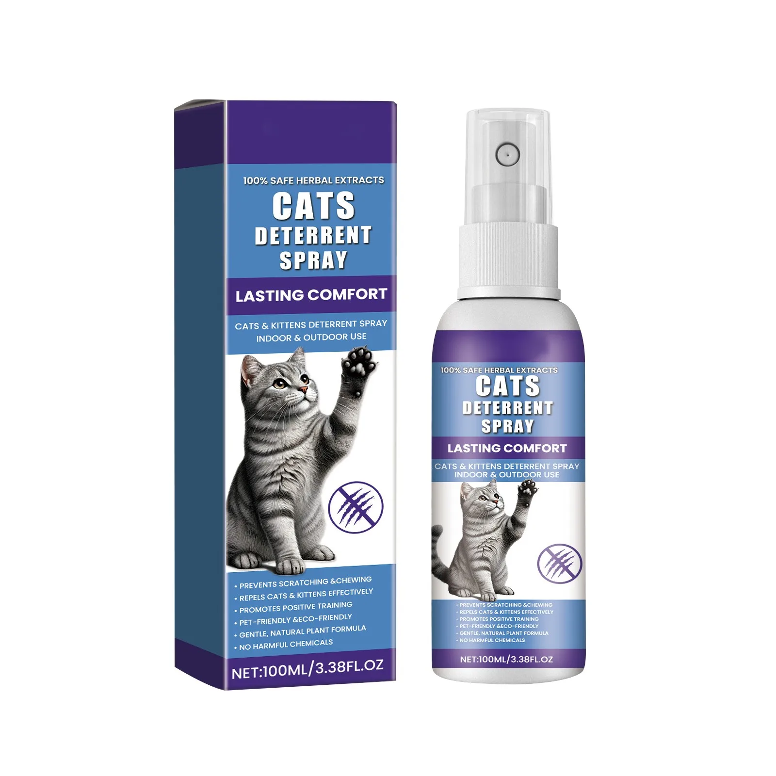 100ml Cats Deterrent Spray Natural Plant Formula Furniture Bed Scratching Sofa Protector Fresh Scent Non Irritating Pet Product