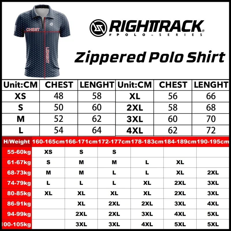 New Zippered Polo Shirt Casual Print Lapel Men's Clothing Outdoor Golf Billiards Bowling RIGHTTRACK Sportswear