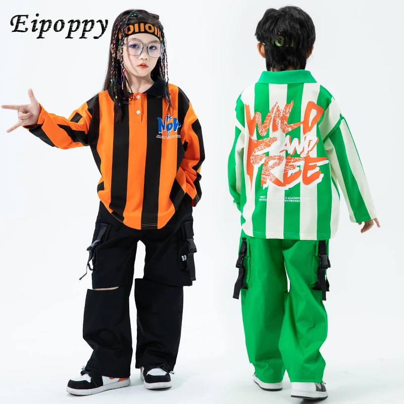 

Hip Hop Trendy Clothes Cool Boys and Girls Hip Hop Style Handsome Set Children's Hiphop Fried Street Jazz Drum Kit Performance