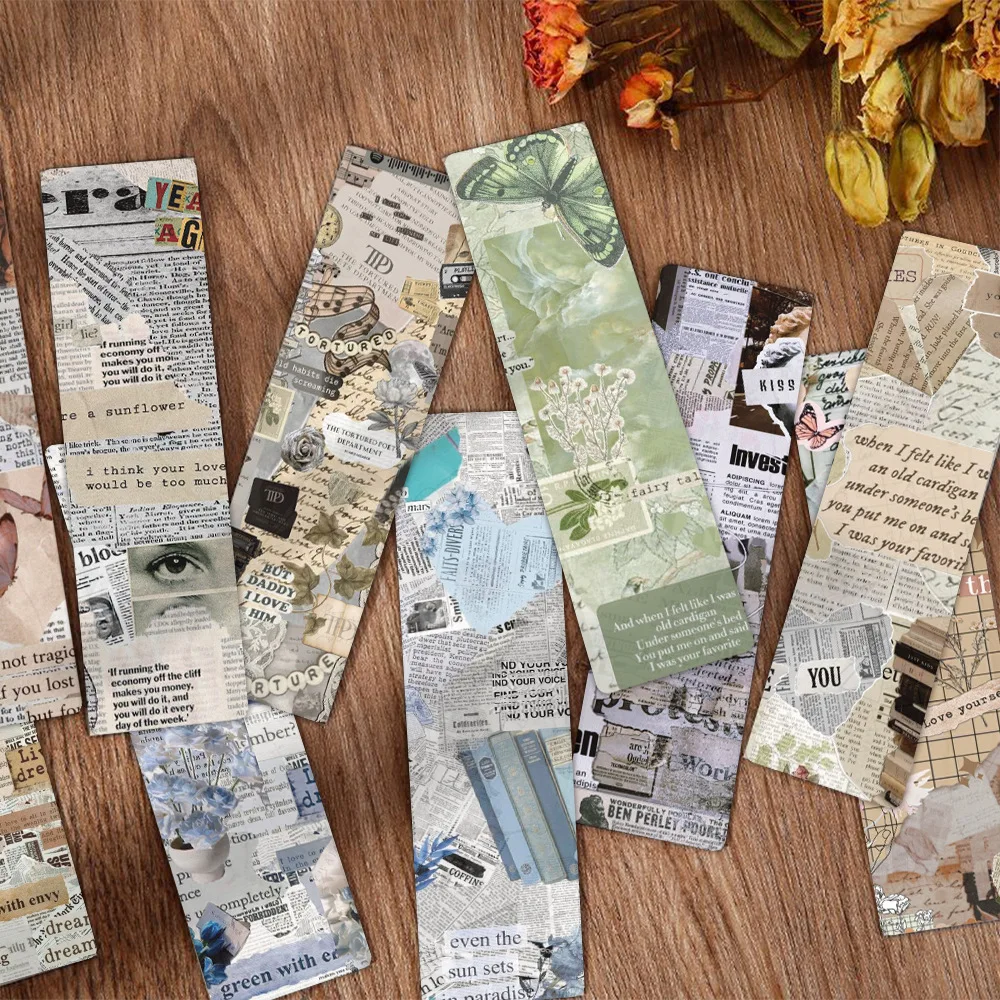 24 Pcs Vintage Collage Bookmark Set, Retro Scrapbooking Craft Paper Bookmarks for Reading Creative Gifts Journal Supplies