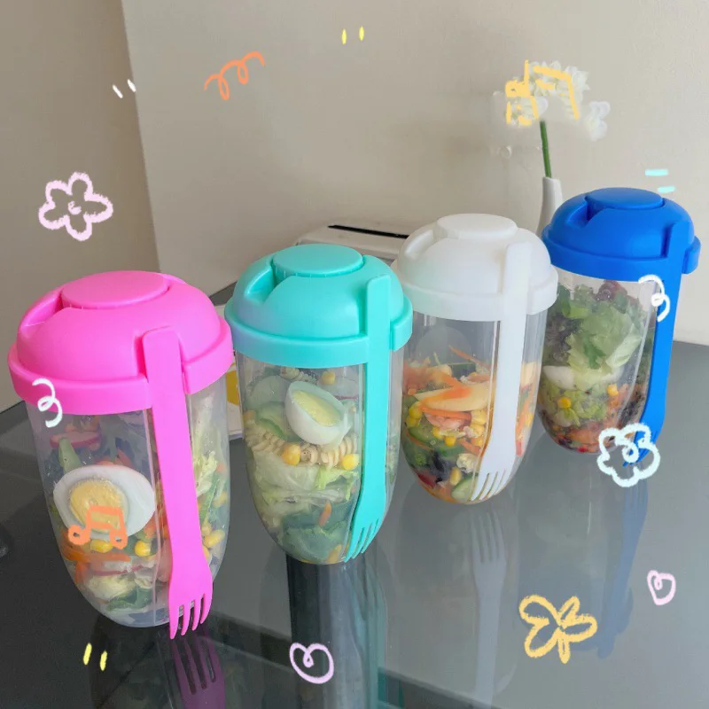 Portable Bottle Salad Container Breakfast Salad Bowl School Lunch Box Food Storage Bento Box Containers Kitchen Accessories 1L