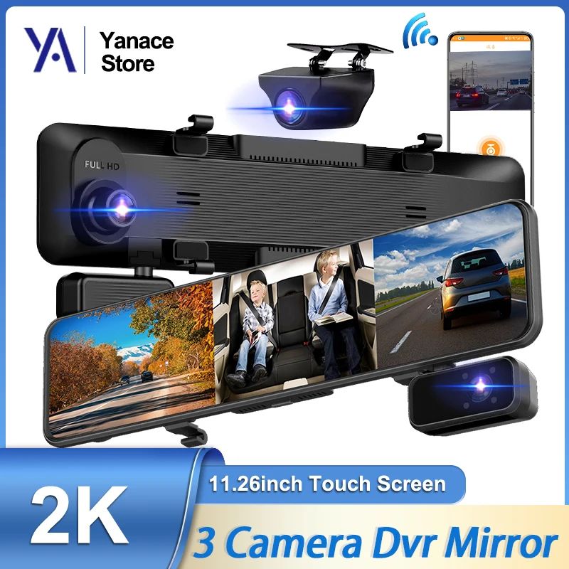 

3-канальная зеркальная камера 2K разрешение 3 в 1 видеорегистратор Wifi GPS Автомобильный видеорегистратор с Sony 415 зеркало заднего вида Автомобильный Регистратор черный ящик