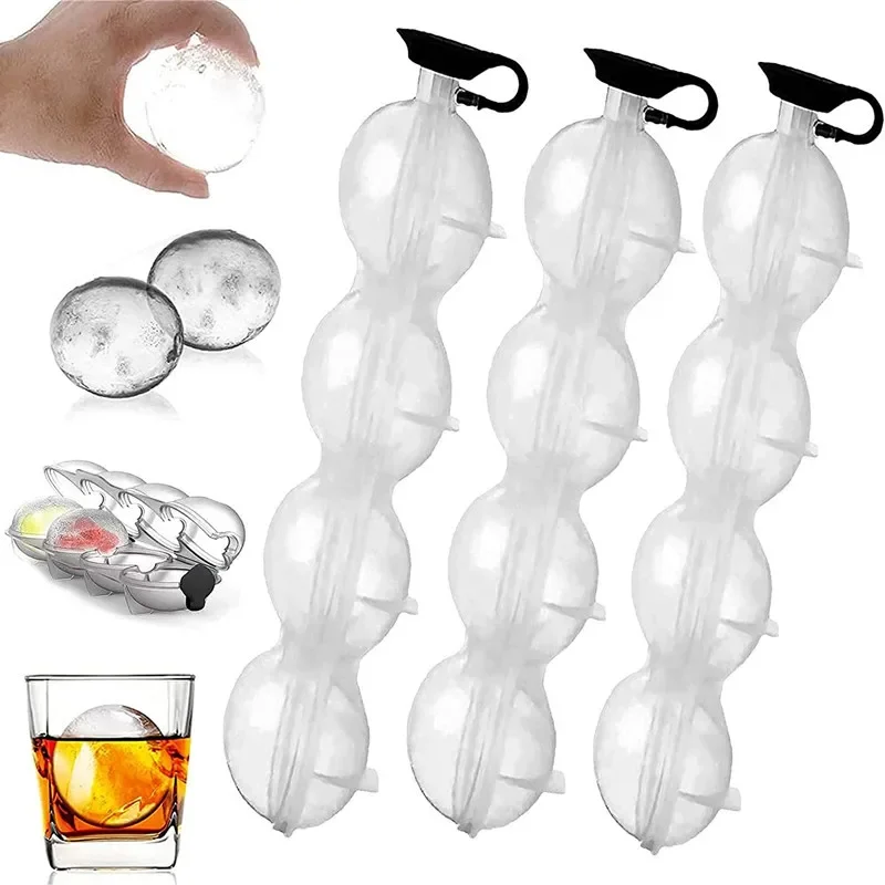 

4 Hole Round Ice Hockey Mold Whisky Cocktail Vodka Ball Mould Ice Cube Makers Bar Party Kitchen Box Ice Cream Maker Tool