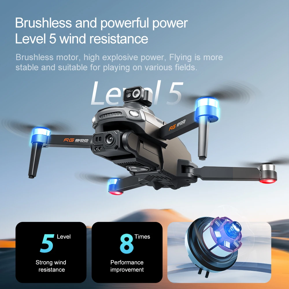 Drone GPS RG800 MAX 4K Professionnel HD Double Caméra Wifi 5G Sans Balais Évitement Obstacles