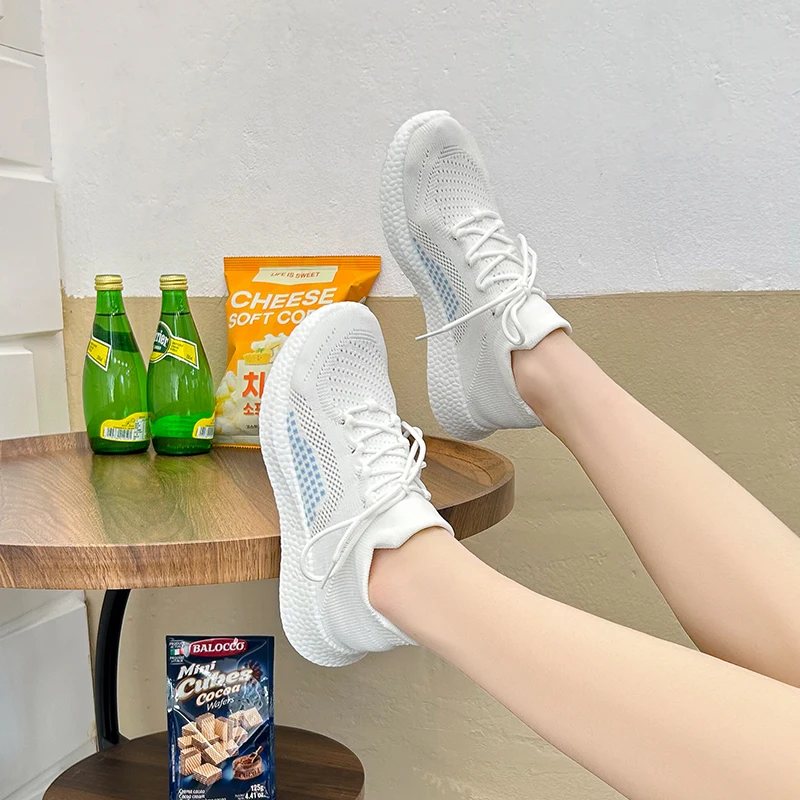 New Running Shoes Ladies Breathable Sneakers Summer Light Mesh Air Cushion Women'S Sports Shoes Outdoor Lace Up Training Shoes