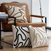 Junwell Nordic Chenille Throw Pillow  3D Embroidery Sofa Office Back Cushion Living Room Decorative 45x45cm Square 2