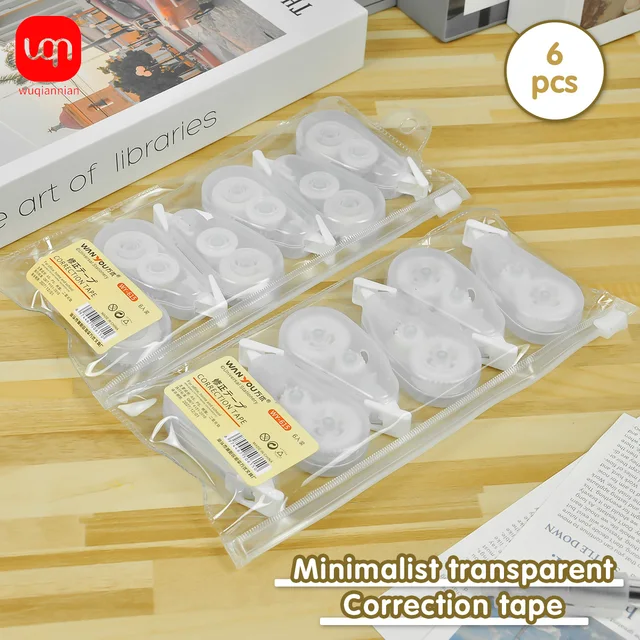 WQN-6PCS Simple Correction Tape - Compact White Student Correction Tape - Mini Version School Stationery Supplies 1