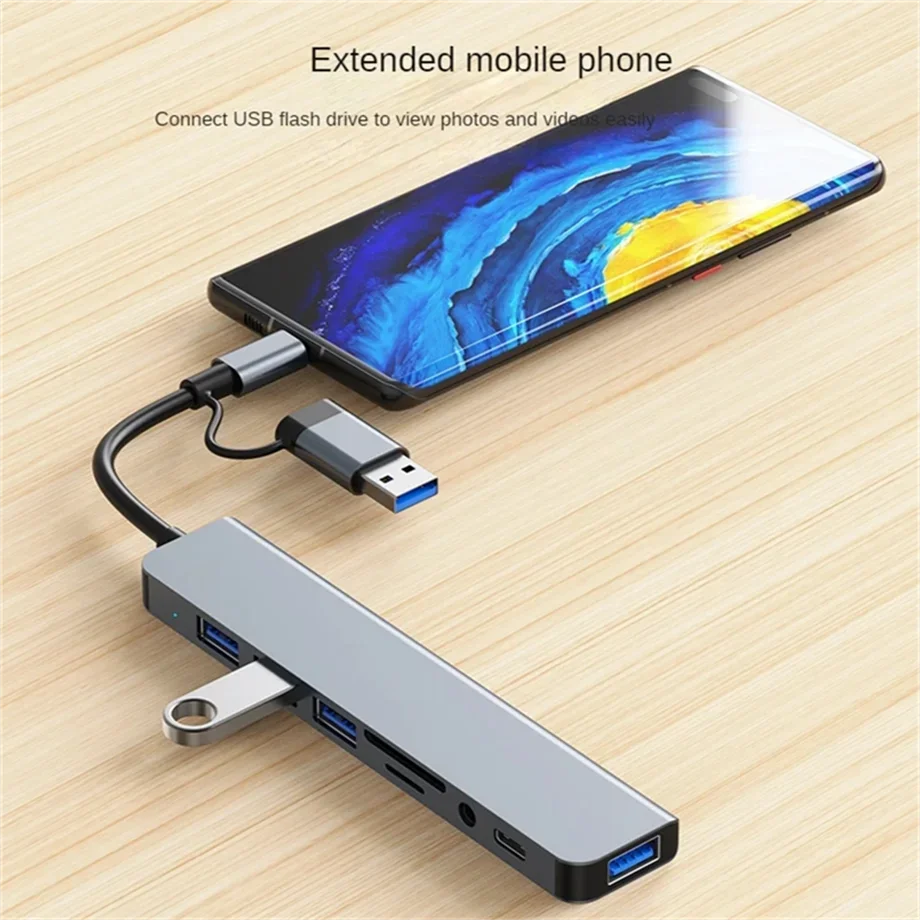 8 in 2 USB HUB C type-c HUB USB C to USB 3.0 HDTV-Compatible Dock for MacBook Pro For Nintendo Switch USB-C Type C 3.0 Splitter 6