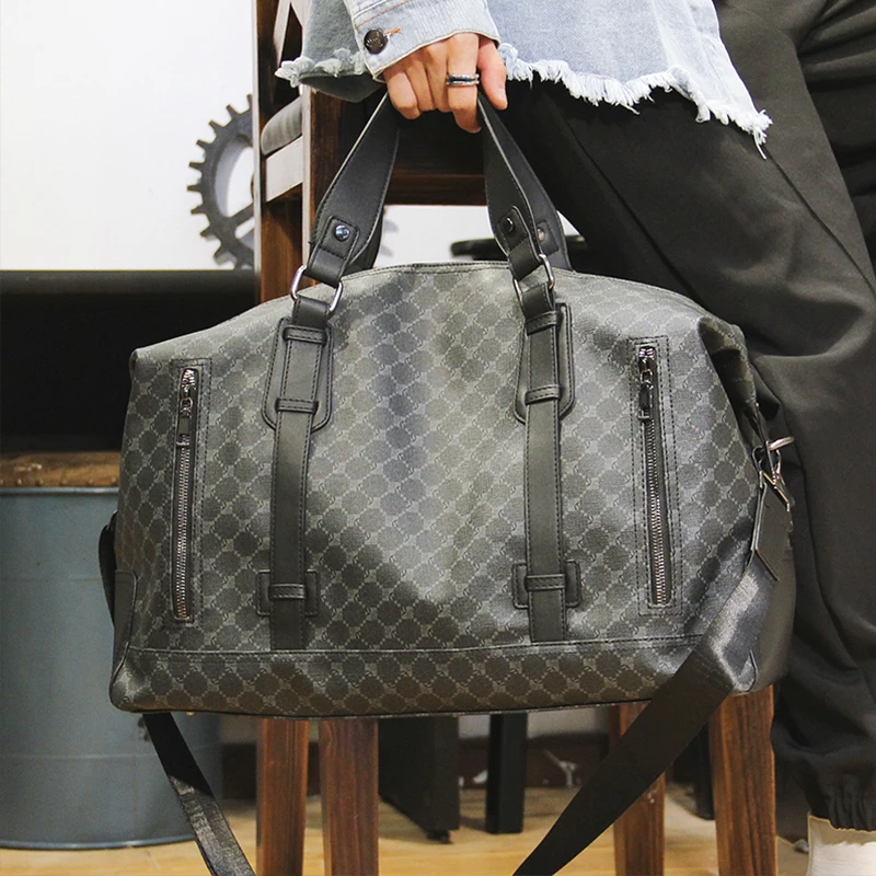 Men's plaid travel bag large-capacity short-distance business