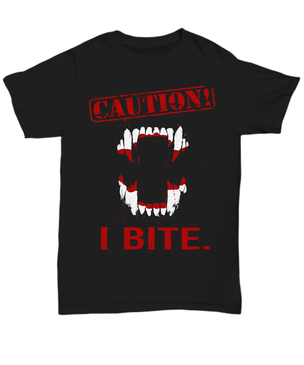 

Funny Halloween Dracula T Shirt Black Costume Men Women Tee Gift Caution I Bite Cool Casual Pride T Shirt Men Unisex Fashion