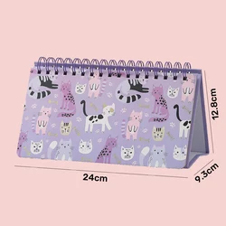 Adorable Cat - Themed Weekly Desk Planner with To - Do Lists and Important Reminders - Spiral - Bound Organizer (Purple)