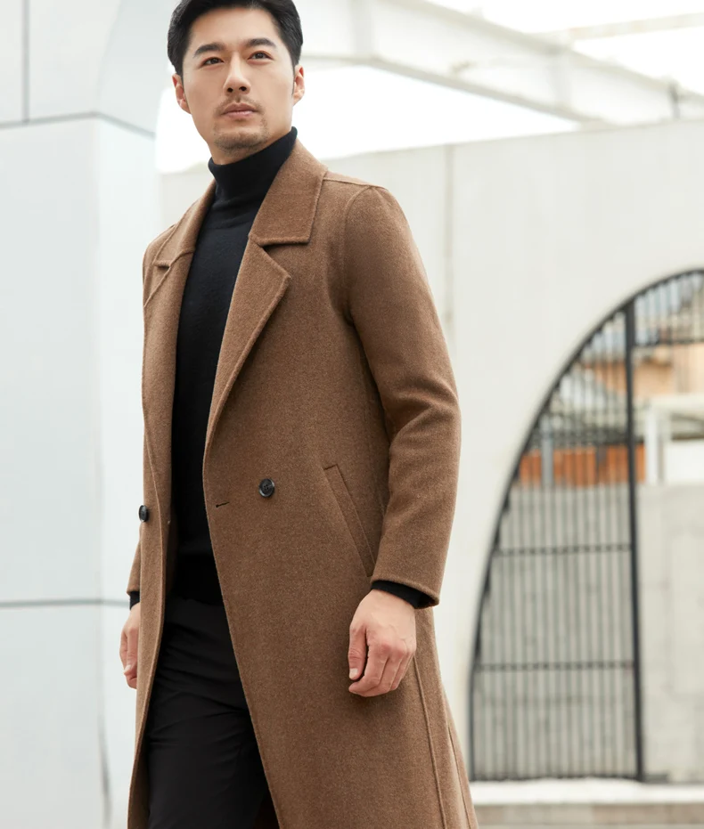Hochwertiger langer Herrenanzug aus 100 % reiner Wolle, Strickjacke aus Wolle, Herbst/Winter, neuer doppelseitiger Business-Kaschmirmantel aus Wolle – Detail 21
