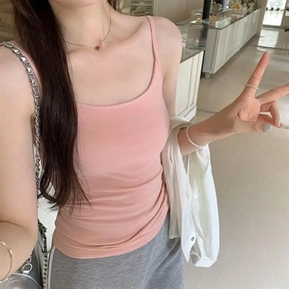 Fashion Women's Summer Cami Tops Sleeveless Pleated Slim Vest  Sexy Hot Girl Crop Top Solid Color Casual Tube Top Y2K Streetwear